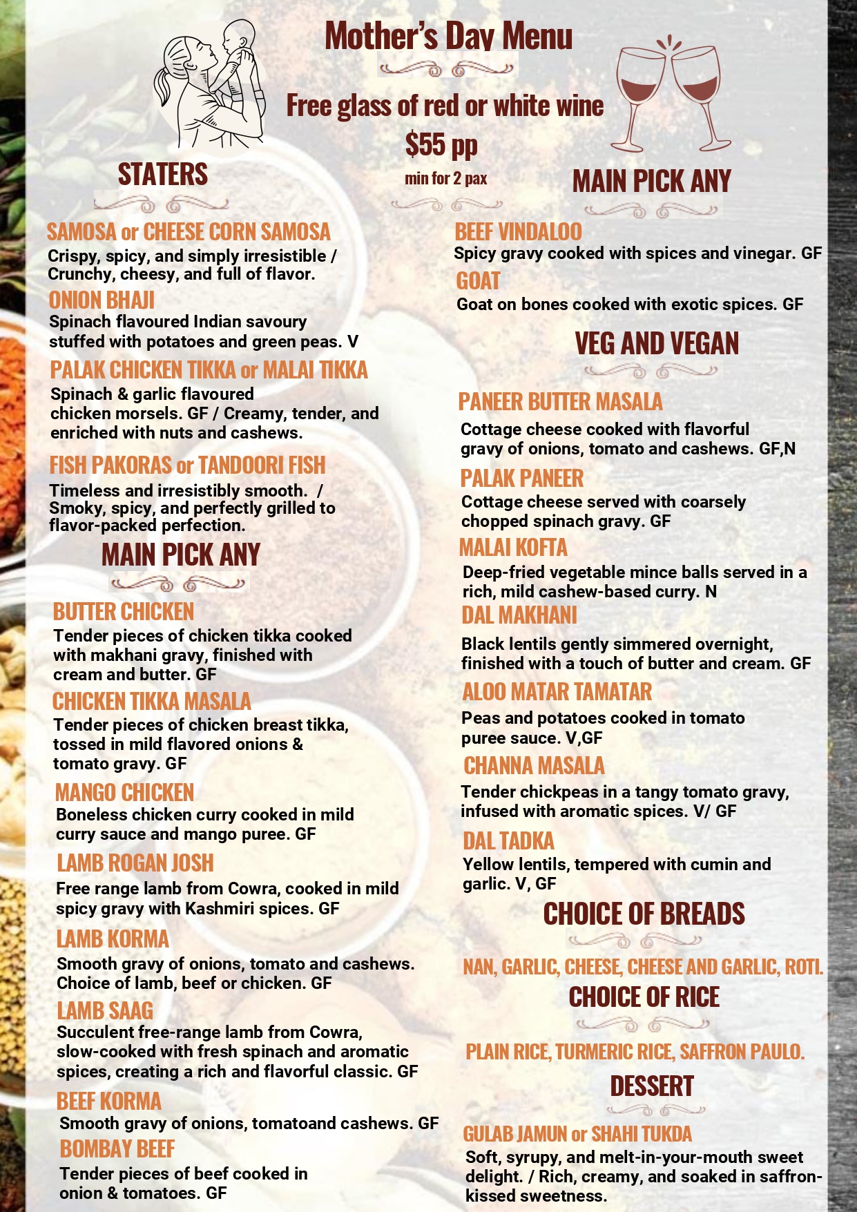 Mother Day Menu